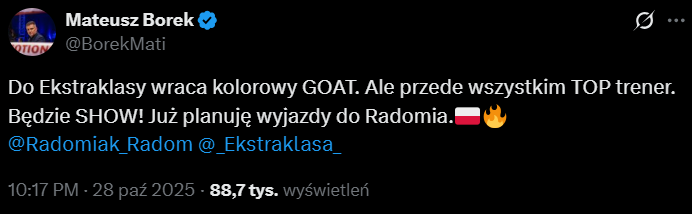 Tak Mateusz Borek ZAPOWIADA POWRÓT Goncalo Feio do Ekstraklasy!